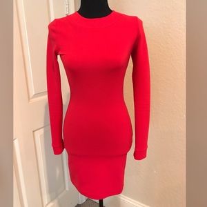 Comfortable red fitted mini cocktail dress!